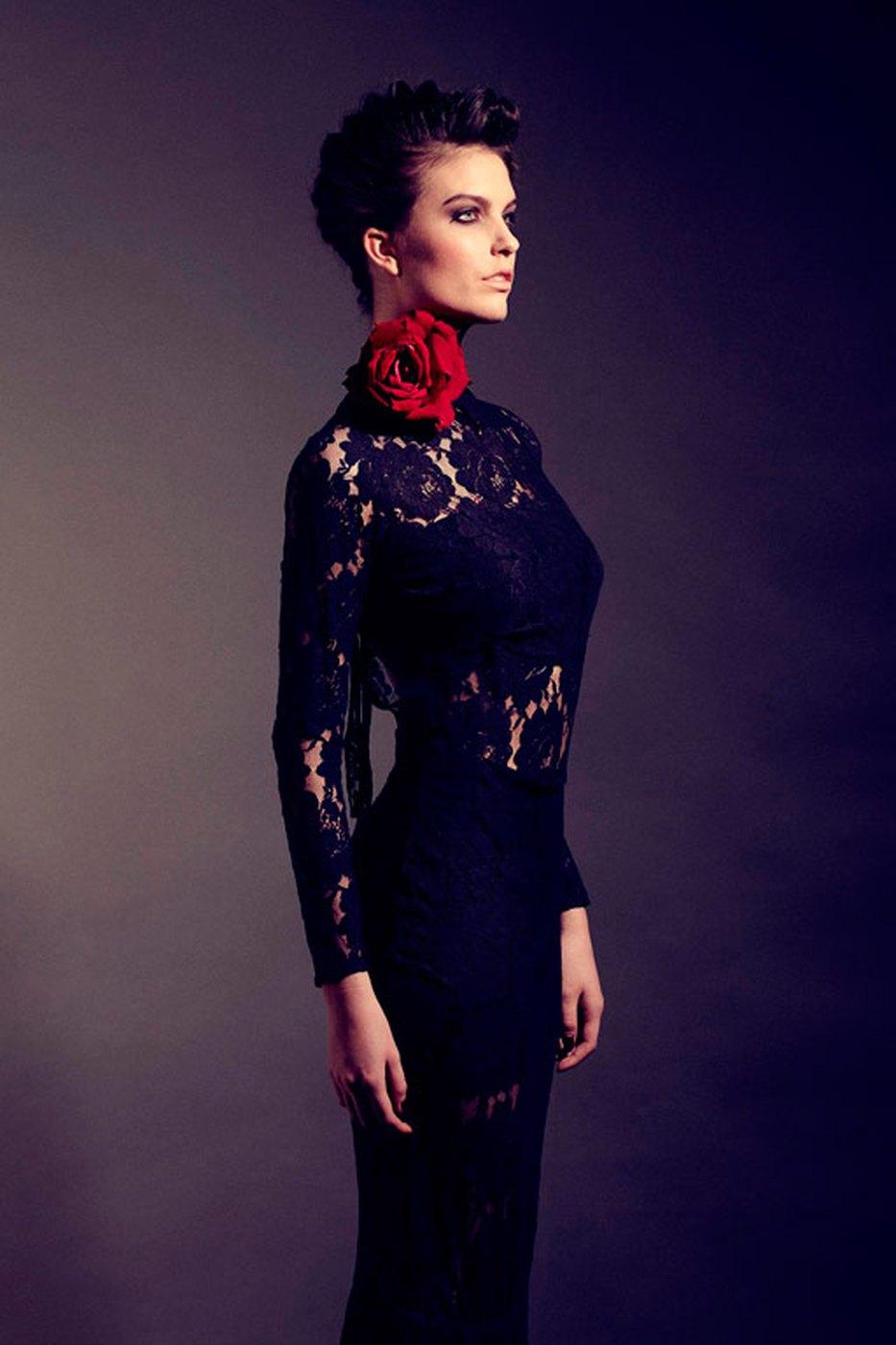 A structured navy lace jacket